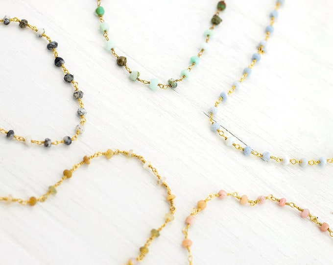 Dainty Opal Gemstone Choker, October Birthstone Necklace, Pink Opal Rosary Necklace, Joy Necklace, Inspirational Jewelry, Pink Necklace