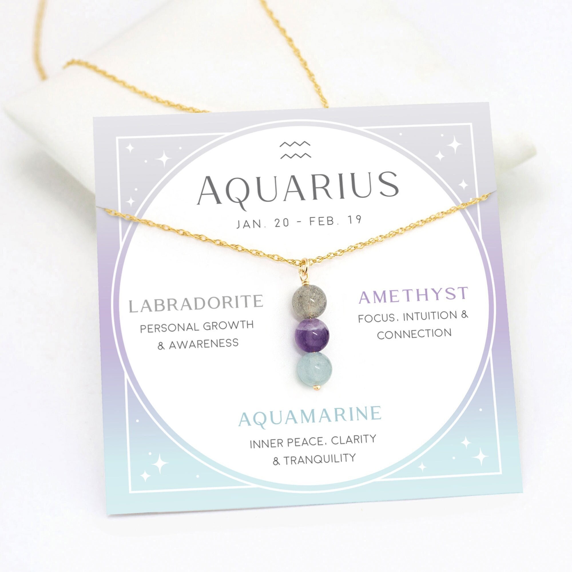 Aquarius Crystal Necklace Handmade Zodiac Necklace Gift