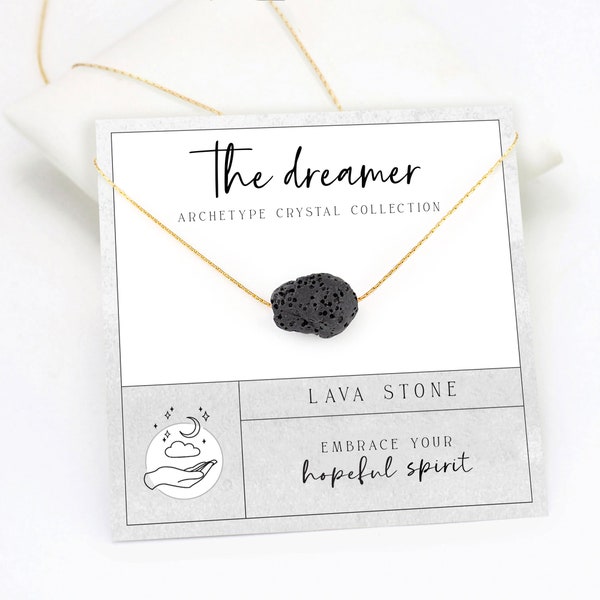 Lava Stone Necklace, Inspirational New Beginnings Gift, Diffuser Anxiety Relief Lava Rock Necklace, Raw  Crystal Motivational Dreamer