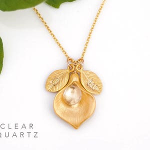 Personalized Necklace, Freshwater Pearl Bridesmaid Necklace, June Birthstone, Custom Stamped Initials, Gold Filled Chain, Floral Calla Lily image 5