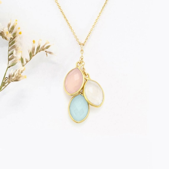 14k Gold Aquamarine March Birthstone Cursive Letter R Dog-tag Necklace