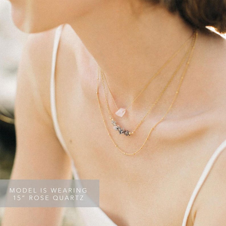 Raw Orange Garnet Necklace, January Birthstone Necklace, Spessartine Garnet Necklace, 14k Gold Filled Chain, Birthday Gift for Her, Edgy image 3