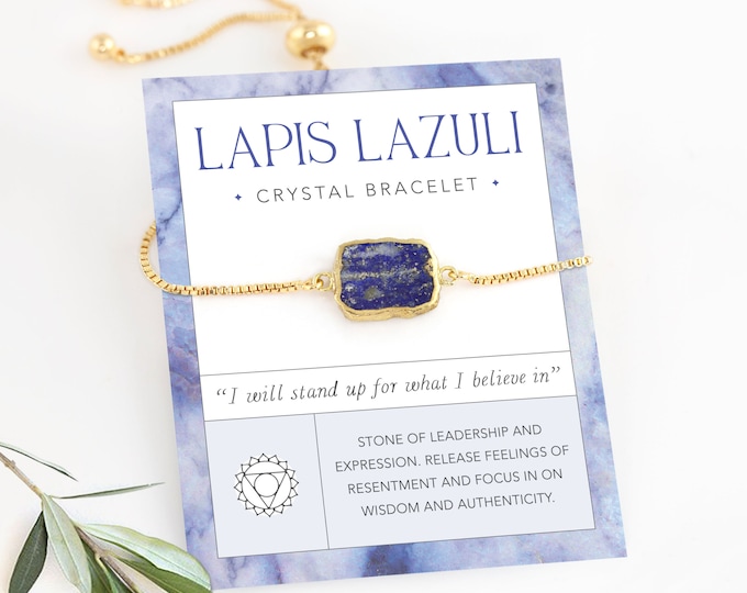 Lapis Lazuli Bracelet, Gold Crystal Bracelet, Believe in Yourself Gift, Friendship bracelet, Sister Bracelet, Positive Gift for Teen Girl