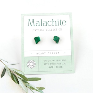 Raw Malachite Stud Earrings, Genuine Gemstone Silver Post Earrings, Raw Crystal Jewelry BFF Gift Under 30, Heart Chakra Green Stone