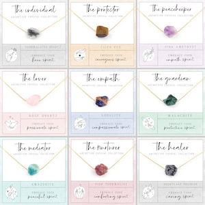 Archetyp Schmuck, Rohkristall Halskette, Message Card Halsketten, Motivations Halskette Geschenk, sinnvolle Halskette Geschenke, Affirmation Geschenk