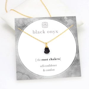 Black Onyx Necklace, Stone of Protection and Strength  Crystal Necklace, Rough Cut Gemstone, Minimalist Root Chakra Raw Stone