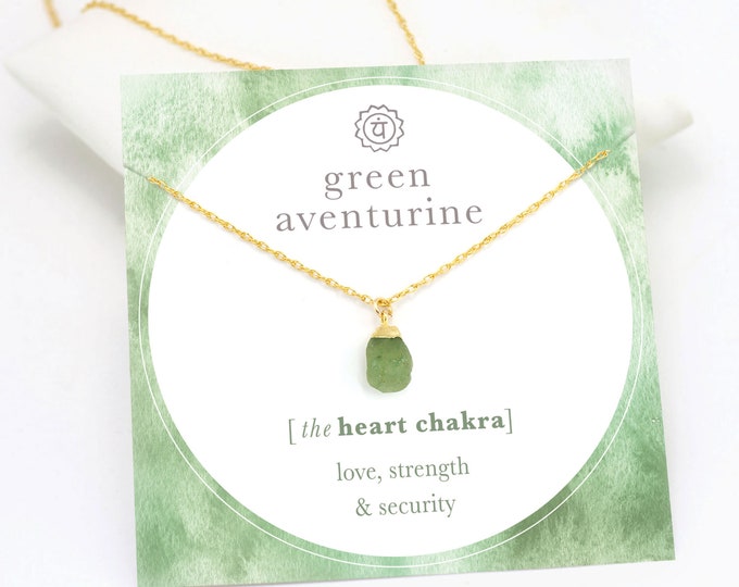 Green Aventurine Necklace, Raw Crystal Necklace, Heart Chakra Necklace, Minimalist necklace, Dainty necklace, metaphysical real crystals