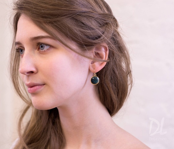 Orecchini in argento placcato oro Aqua Chalcedony