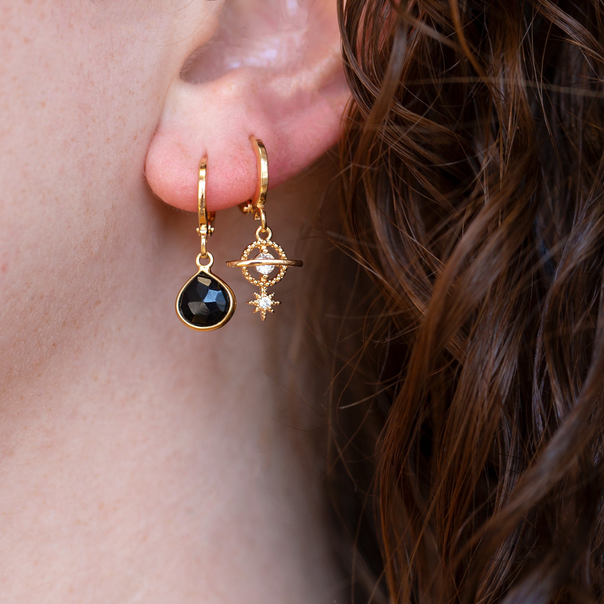 Charm Gold Heart Star Sequin Crystal Hoop Earring Set for Women Fashion  Alloy Starlight Stud Earrings Jewelry | Wish