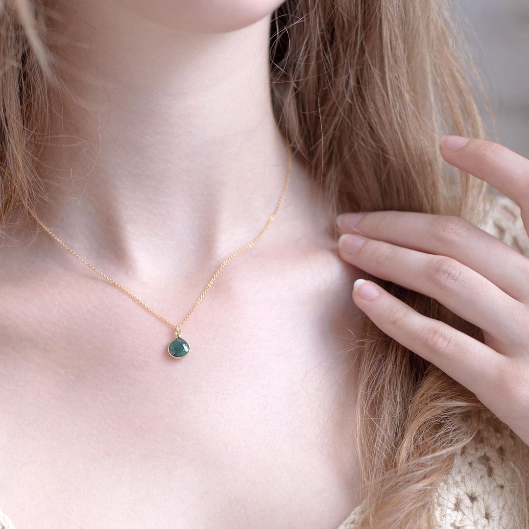 Tiny Gemstone Pendant Necklace, Simple Birthstone Necklace, Bridesmaid  Jewelry, Gift for Her, Minimalist Necklace, Delicate Stone, NK-BZ - Etsy