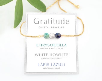 Gratitude Beaded Bracelet, Thank You Gift, Grateful Affirmation Bracelet, Wish Bracelet, Empowering Jewelry, Grounded Crystal  Gift