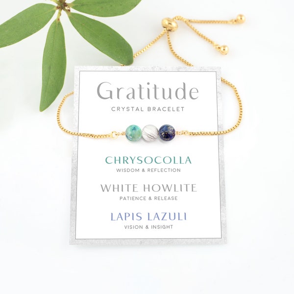 Gratitude Beaded Bracelet, Thank You Gift, Grateful Affirmation Bracelet, Wish Bracelet, Empowering Jewelry, Grounded Crystal  Gift