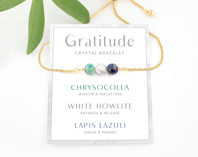 Gratitude Beaded Bracelet, Thank You Gift, Grateful Affirmation Bracelet, Wish Bracelet, Empowering Jewelry, Grounded Crystal  Gift