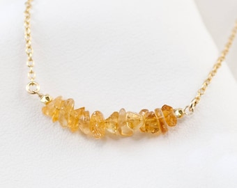 Natural Citrine Bar Necklace, November Birthstone Necklace, Raw Gemstone Birthstone Layering Necklace, Topaz Birthday Christmas Gift for Her