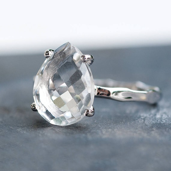 Clear Quartz Ring Engagement Ring Gemstone Ring Stacking