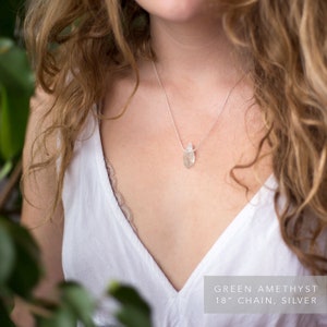Raw Aquamarine Necklace, March Birthstone Necklace, Throat Chakra Crystal Rough Gemstone, Boho Style image 2