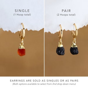 Raw Carnelian Crystal Huggies Hoops Gold, Orange Crystal Hoop Earrings, Summer Jewelry, Trendy Earrings, Cool Jewelry, Minimalist earrings image 7