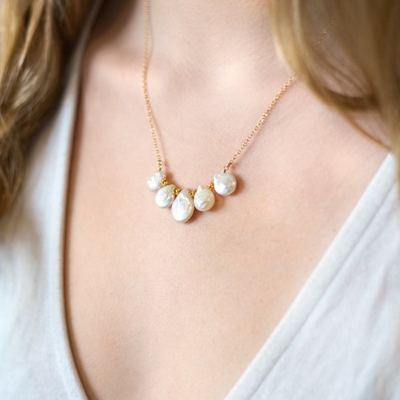 Collar de perlas de monedas Collar de perlas Perlas Etsy