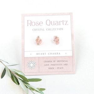 Rose Quartz Stud Earrings,  Love Crystal Jewelry, Wedding Bridesmaid Gifts, Raw Pink Quartz Rough Stone Earrings Sterling Silver Post