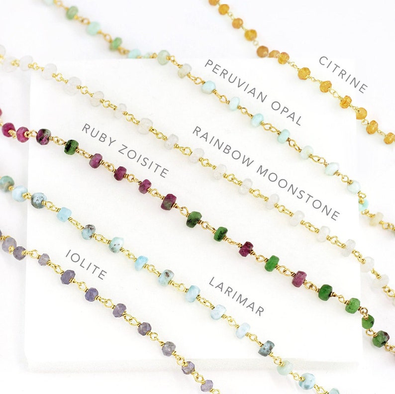 Aquamarine Birthstone Necklace, Birthday Gift for Sister, Gemstone Layering Necklace, Beaded Rosary Stone Choker, Tiny Crystal Necklaces image 5