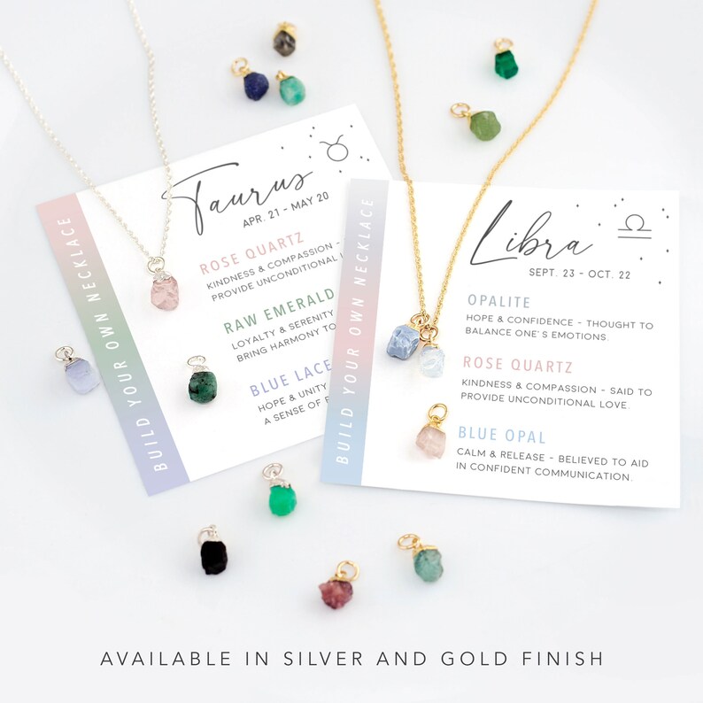 Zodiac Virgo Crystal Set Necklace Raw Crystal Pendants for Etsy