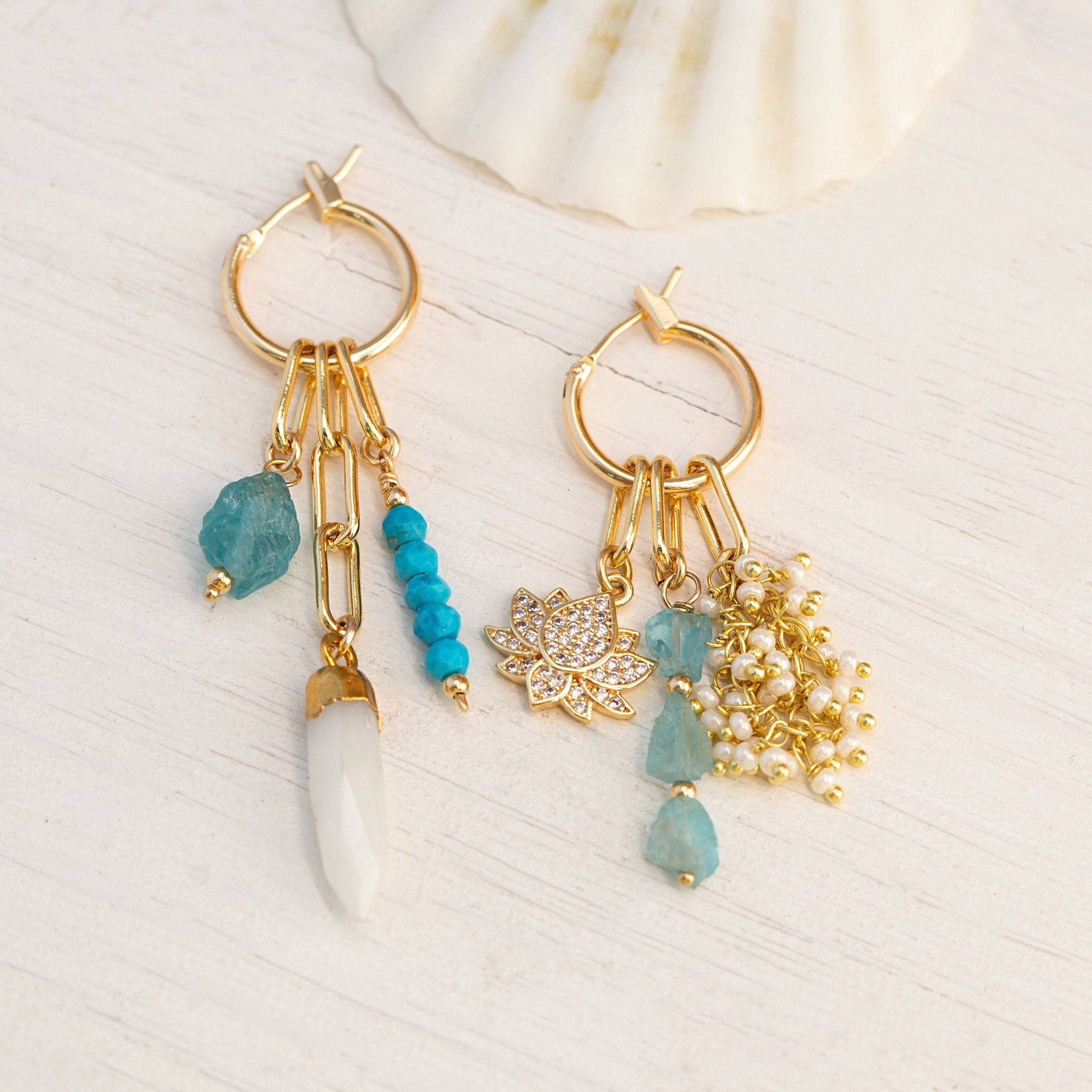 Dainty Charm Hoops Build Your Own Earring Set Pearl Raw