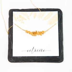 Gele ketting met citrienkristal, geboortesteen november geboortesteen, cadeau bescherming energie, staafchoker met kralen edelsteen, kerstcadeau tiener