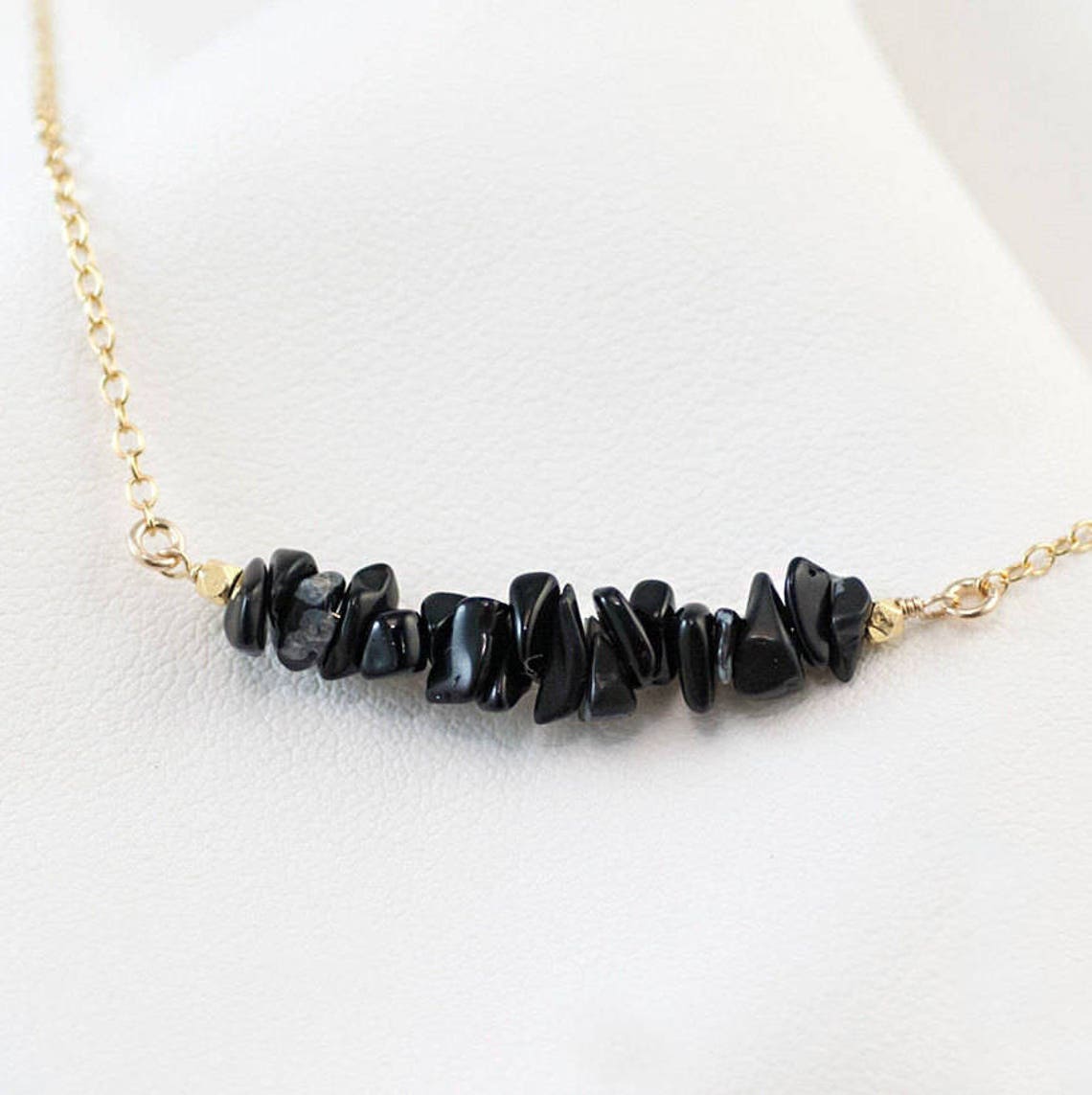 Natural Black Onyx Crystal Bar Necklace Healing Gemstone Etsy