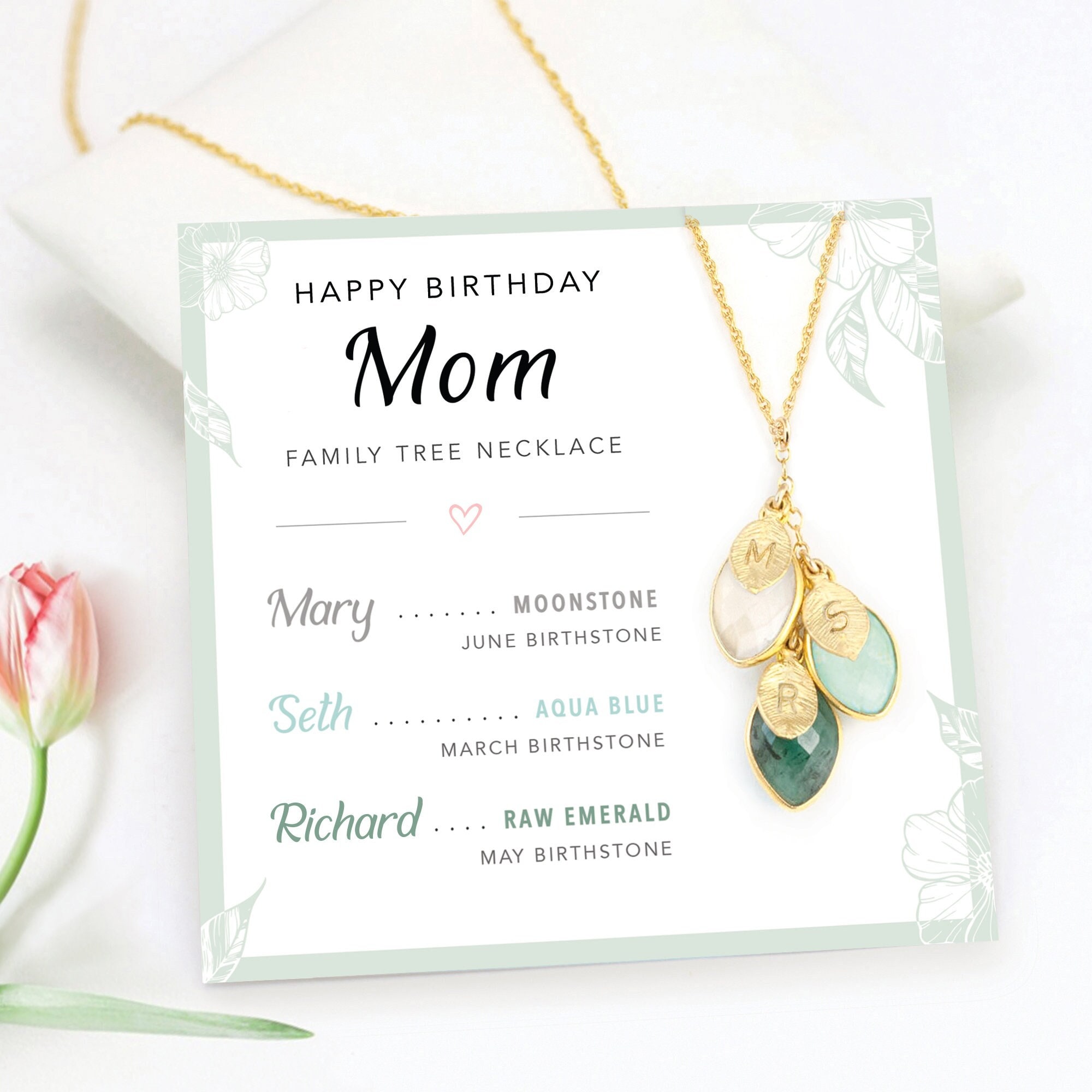 An Amazing Mother Gift Necklace and Card Flowers