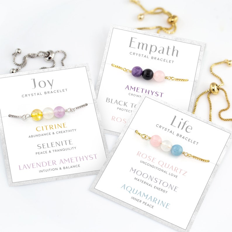Friendship Bracelet, Best Friend Gift, Beaded Crystal Bracelets, Support Bracelet, Compassion Gift, Sister Gift, 3 Stone bracelet, image 2