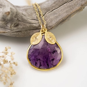 Purple Amethyst Necklace, February Birthstone Necklace, Crystal Necklace, Personalized Necklace, Custom Initials Necklace, NK-20