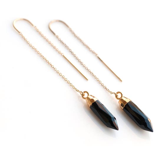 Gemstone threader best sale earrings