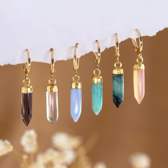 Colorful Huggie Earrings Crystal Spike Earrings Cute Hoops