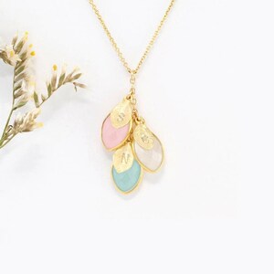 Gold Personalized Custom Birthstone Necklace with initials and family Birthstone Gift for Mom. Personalized Christmas Gift for Mom