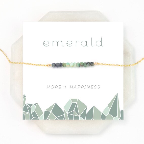 Natural Emerald Necklace Hope Necklace Ombre Gemstone Bar | Etsy