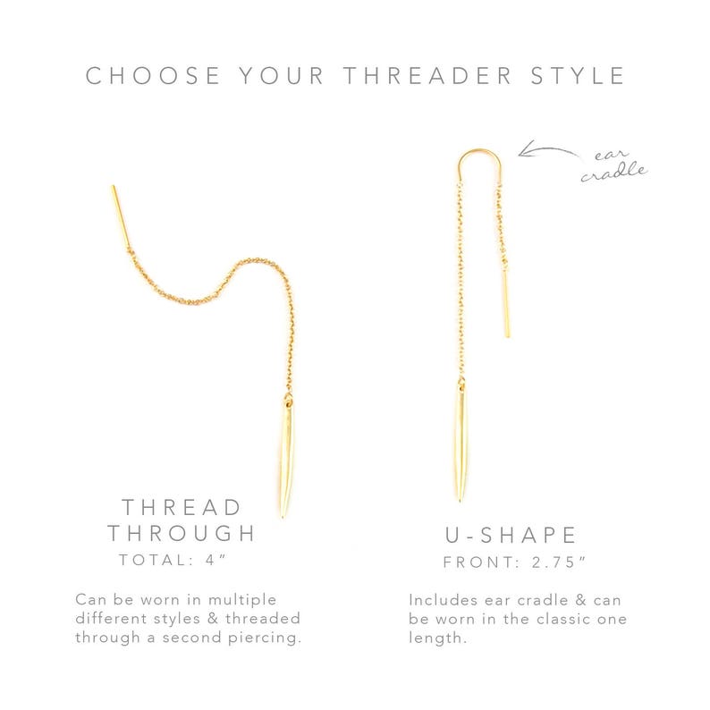 Long Gold Bar Threader Earrings, Minimalist Earrings, Simple Ear Threaders, Gift for Friend, Gold Dangle Earring, Everyday image 5