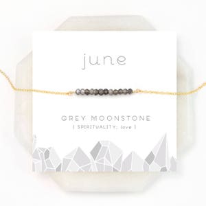 Natural Grey Moonstone Necklace, Celestial Jewelry, Spiritual Necklace, Beaded Moonstone, June Birthstone, Delicate Choker, NK-DB
