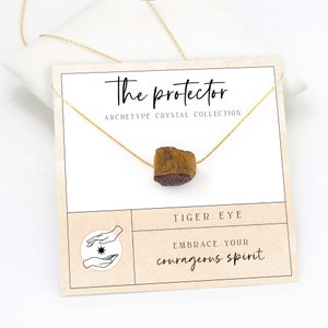 Raw Tiger Eye Necklace, Protection & Courage  Crystal Jewelry, Meaningful Gift for Her, Raw Crystal Layering Choker Natural Gemstone