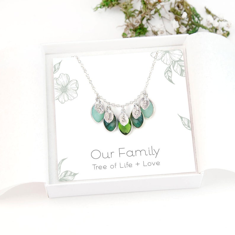 Personalized Family Necklace for Mom, Meaningful Gift, Custom Kids Initials and Birthstone Charms, Inspirational Christmas Grandma Gift image 1