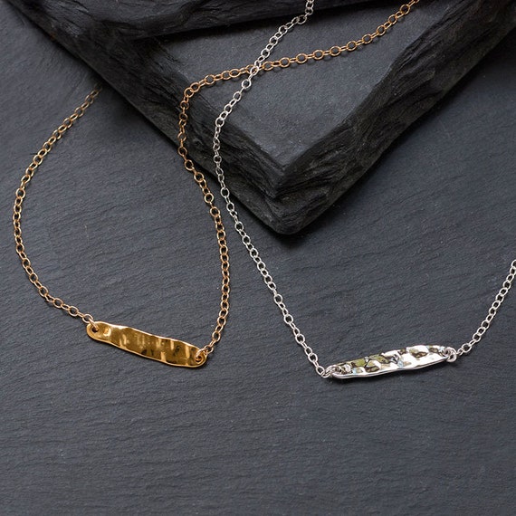 Dainty Hammered Bar Necklace, Textured Pendant, Layering Necklace, Minimalist Everyday Jewelry, Modern Bride Necklace, Gift for Her