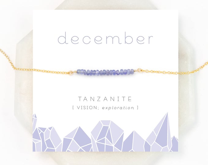 December Birthstone Necklace, Beaded Tanzanite Jewelry, Summer Wedding, Small Stone Necklace, Purple Gemstone, Celestial Necklace, NK-DB