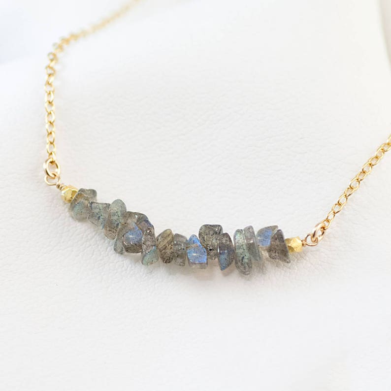 Labradorite Dainty Choker Necklace, Gemstone Bar Necklace, Layering Necklace, Minimalist Necklace, Handmade Necklace, Gift for Her, NK-RB image 1