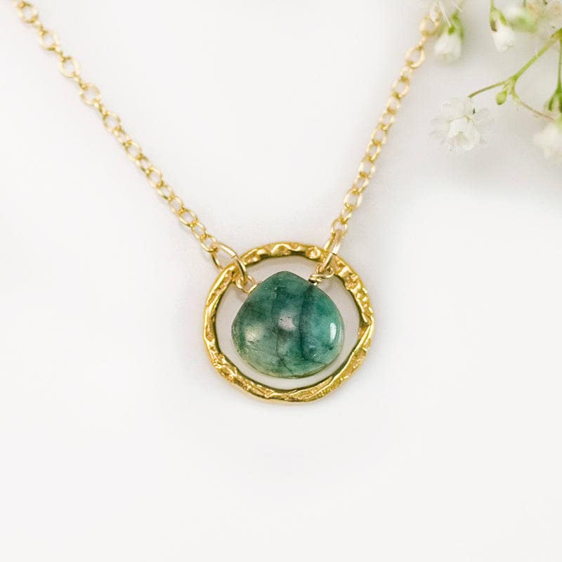 Jade Necklace, Hammered 18K Gold