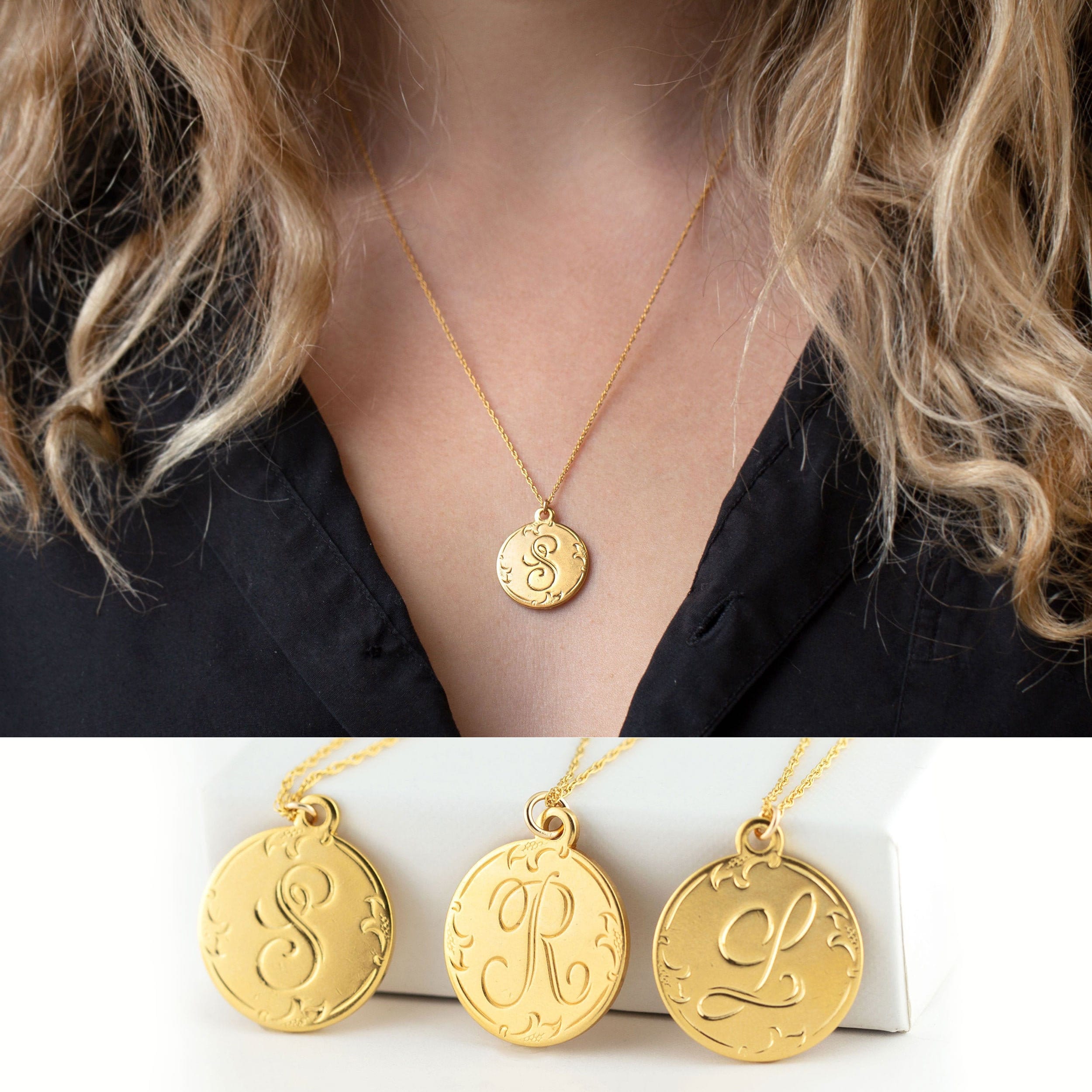 Antiqued Finish Sterling Silver Letter S Disk Charm Antiqued Finish Sterling Silver Letter S Disk Charm