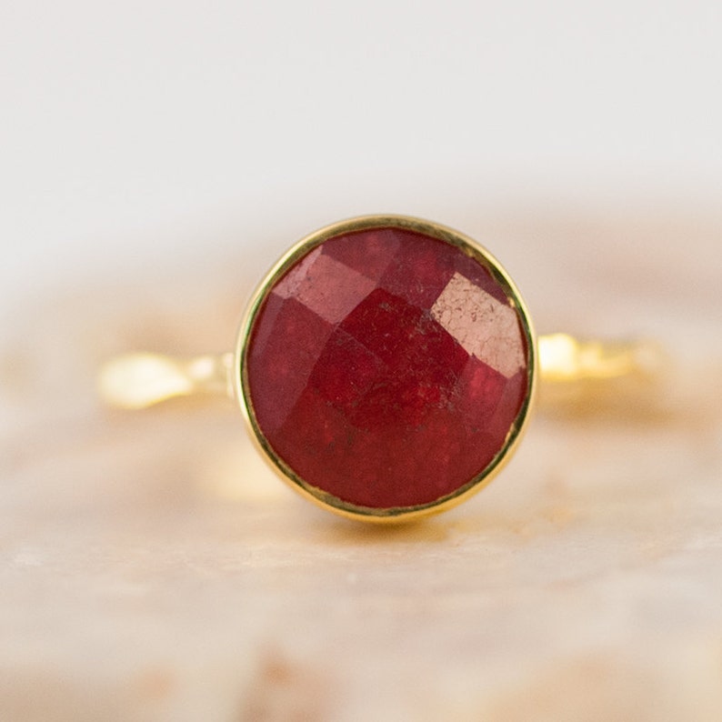 gold ruby ring stackable gold ring july ring natural... Round Gold Ruby Ring - July Birthstone Ring - Solitaire Ring ...