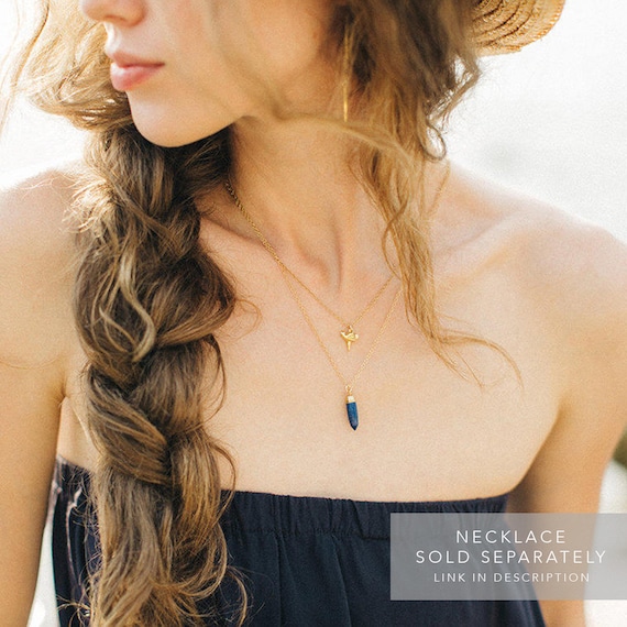 Crystal Spike Paperclip Chain Huggies, Gemstone Point Charm Huggie
