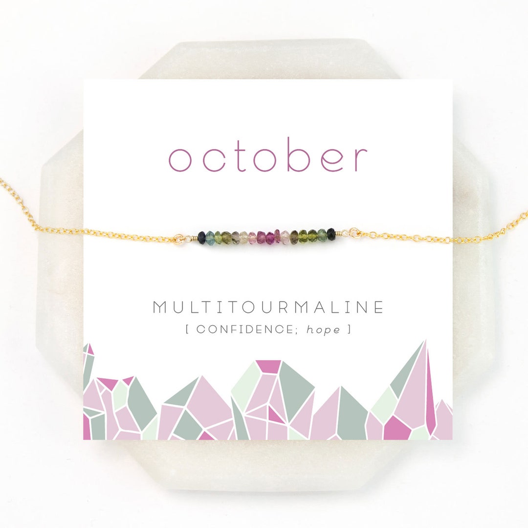 October Birthstone Multi Tourmaline Minimal Necklace Gift - Etsy