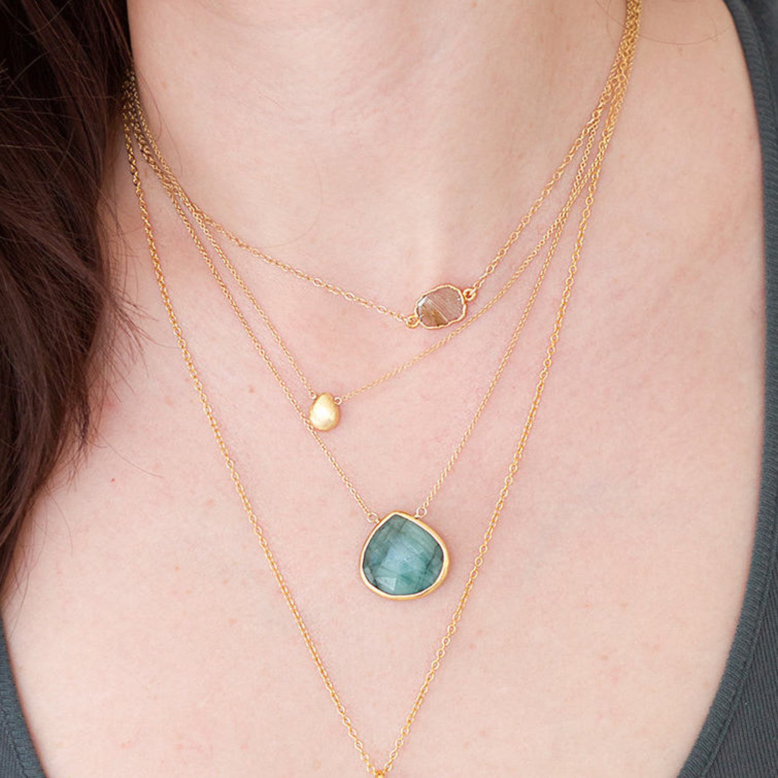 Raw Emerald Necklace May Birthstone Necklace Natural - Etsy