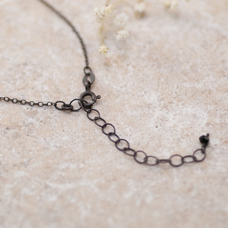 Natural Opal Pendant Necklace, October Birthstone, Black Oxidized Silver Necklace, Small Opal Solitaire, Everyday Necklace, Graduation Gifts image 3