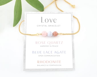 Dainty Love Crystal Bracelet, Adjustable Bracelet on Card, Beaded  Crystal Set, Meaningful Gift for Sister BFF, Bridesmaid Jewelry